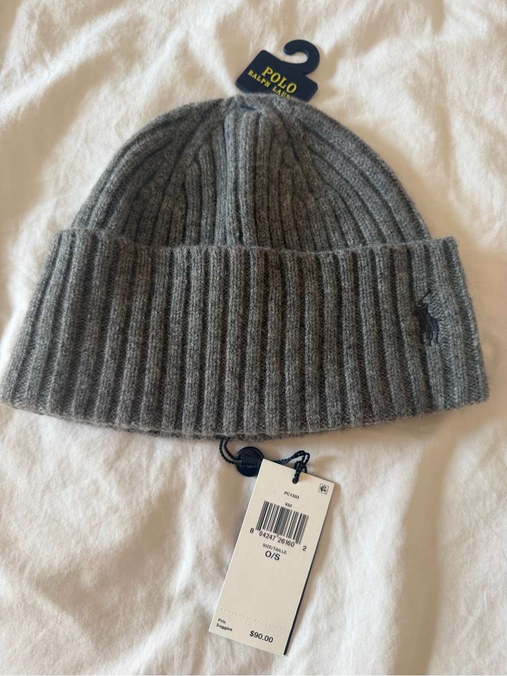 Polo by Ralph Lauren Gray Ribbed Knit Cuff Beanie